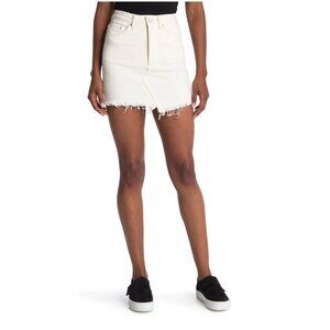 NWT Ksubi Hi Line Mini Skirt Powder White Ivory Distressed Denim Size 29